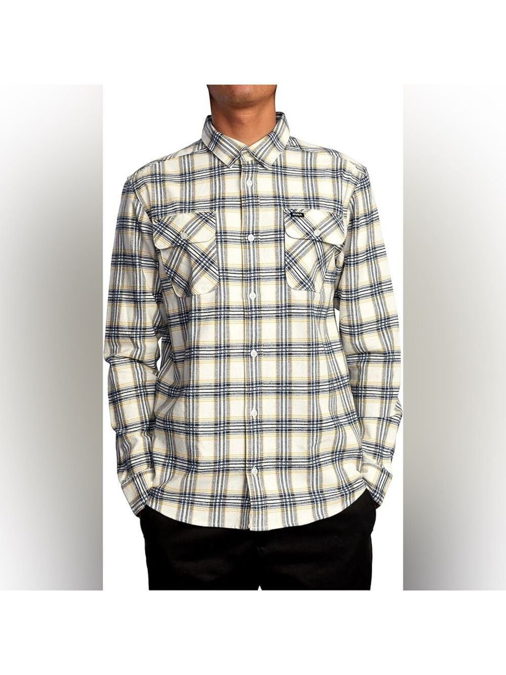 RVCA Standard Fit Long Sleeve Button Down Plaid Flannel Shirt